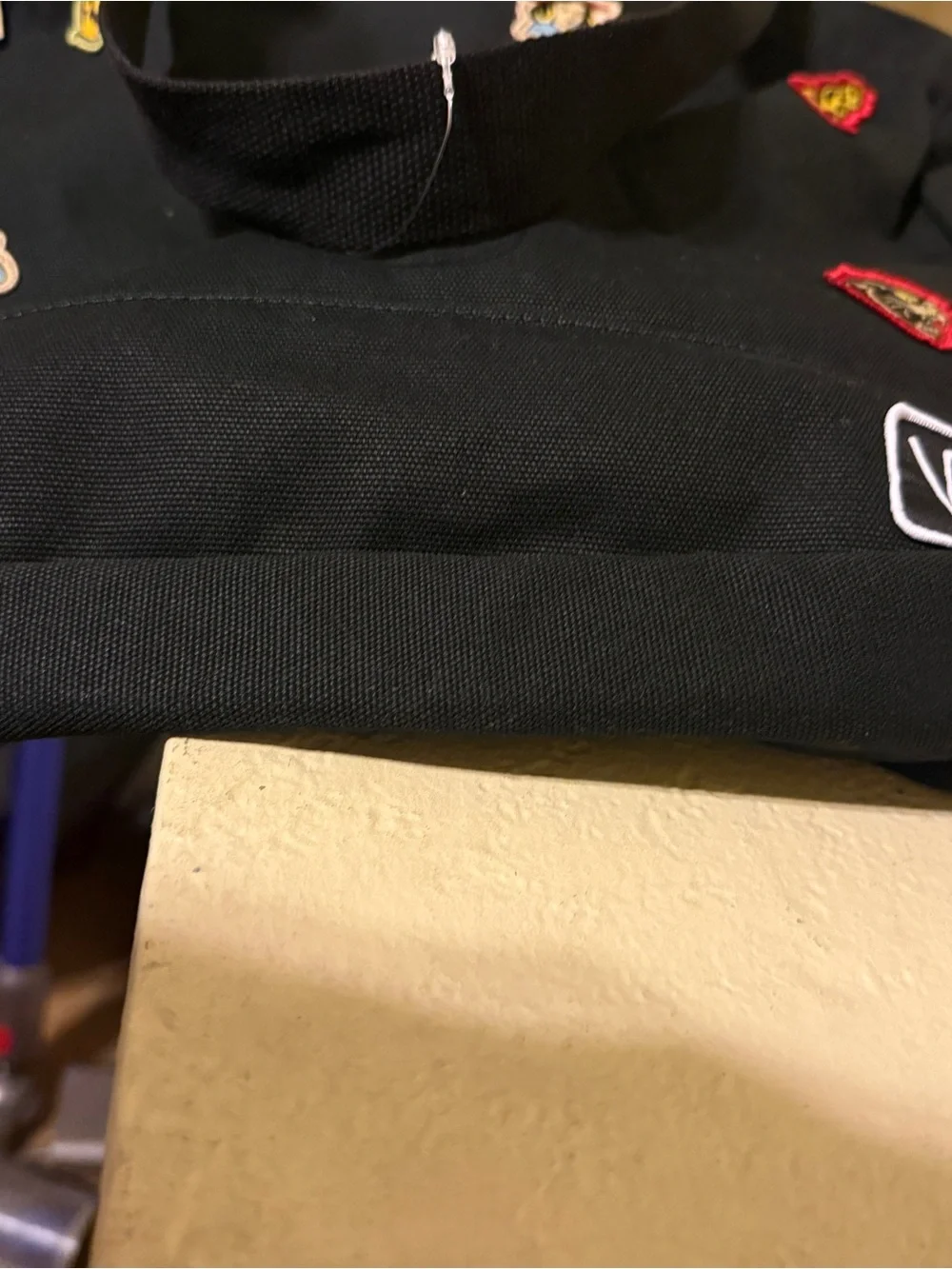 Vans Black Canvas Messenger Tote with Patch Badges Elija Berle